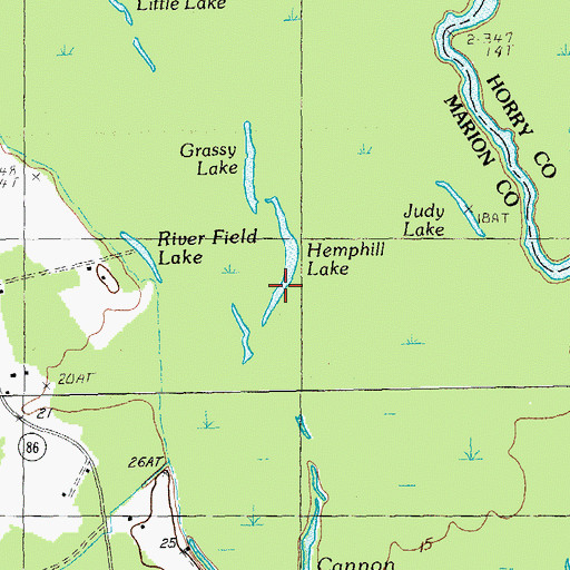 Topographic Map of Hemphill Lake, SC