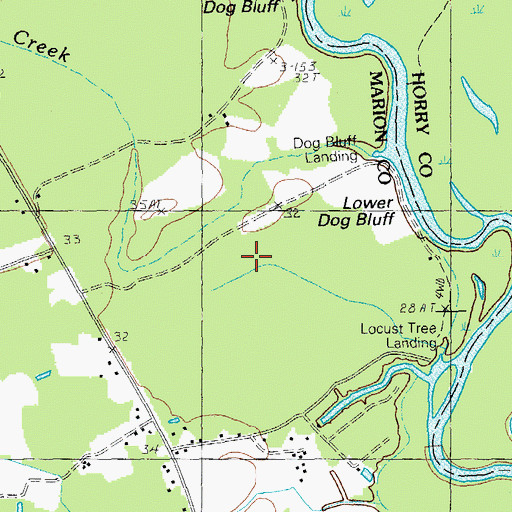 Topographic Map of Lower Dog Bluff, SC