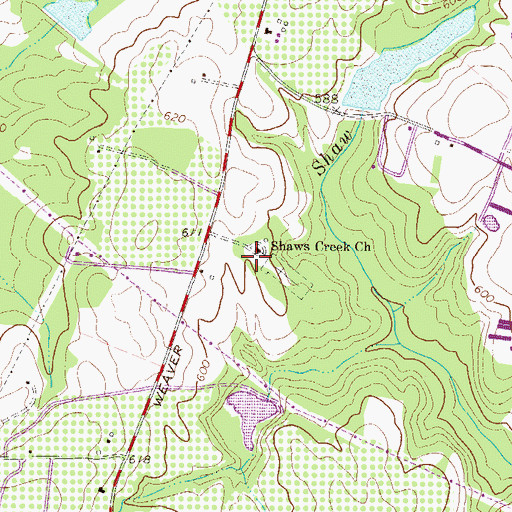 Topographic Map of Shaws Creek School (historical), SC