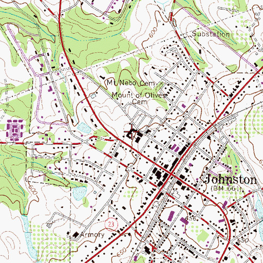 Topographic Map of Johnston High School (historical), SC