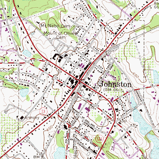 Topographic Map of Johnston Historical District, SC