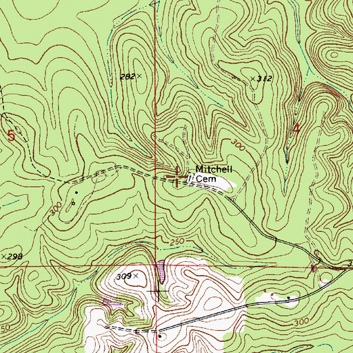 Topographic Map of Mitchell Cemetery, AL