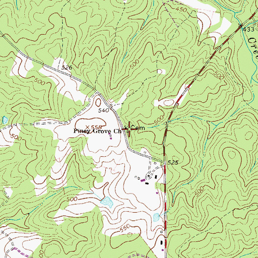 Topographic Map of Pine Grove School (historical), SC