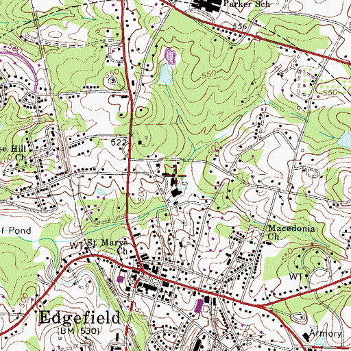 Topographic Map of Edgefield High School (historical), SC
