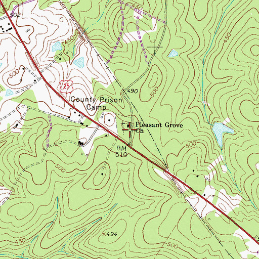 Topographic Map of Pleasant Grove School (historical), SC
