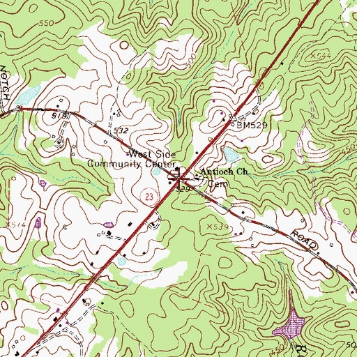 Topographic Map of Antioch, SC
