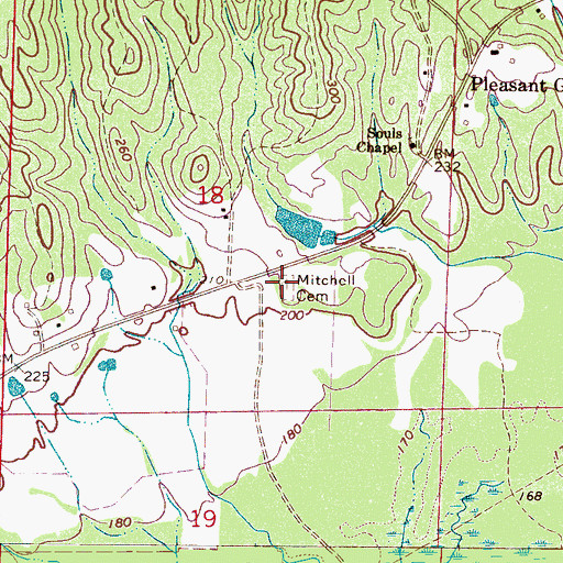 Topographic Map of Mitchell Cemetery, AL