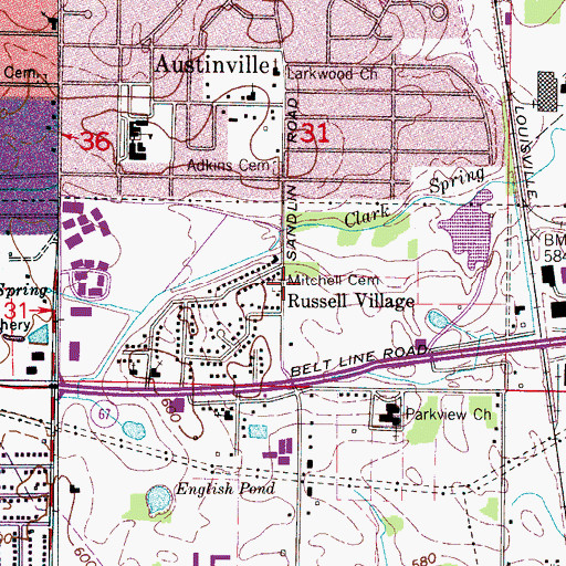 Topographic Map of Mitchell Cemetery, AL
