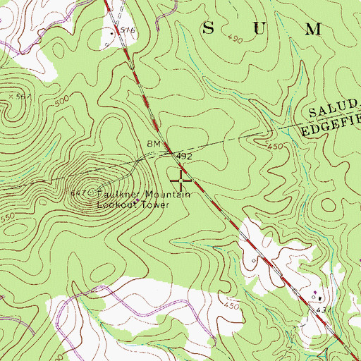 Topographic Map of Faulkner Mountain School (historical), SC