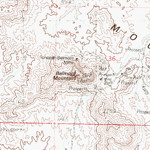 Topographic Map of Belmont Mountain, AZ