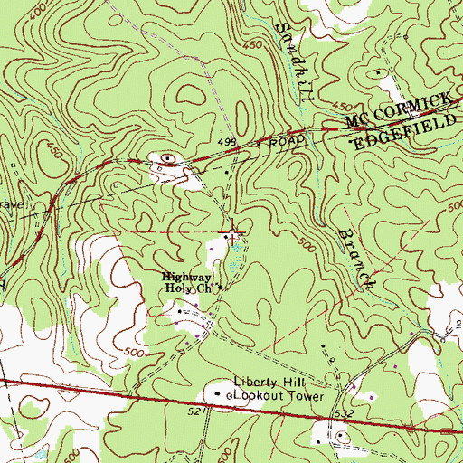 Topographic Map of Flat Rock School (historical), SC