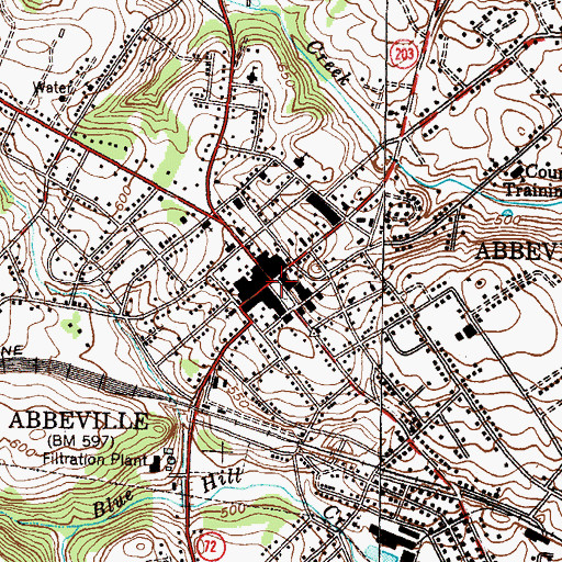 Topographic Map of Abbeville Historic District, SC