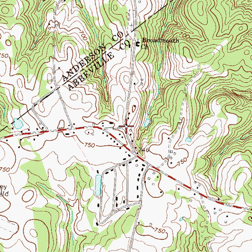 Topographic Map of Broadmouth, SC