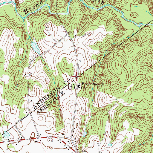 Topographic Map of Broadmouth Baptist Cemetery, SC
