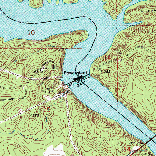 Topographic Map of Mitchell Dam, AL
