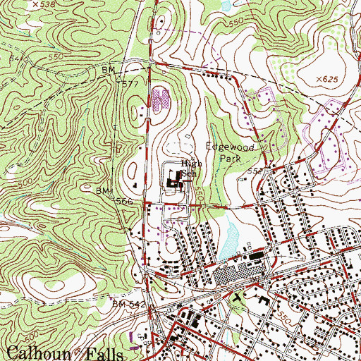Topographic Map of Calhoun Falls High School, SC
