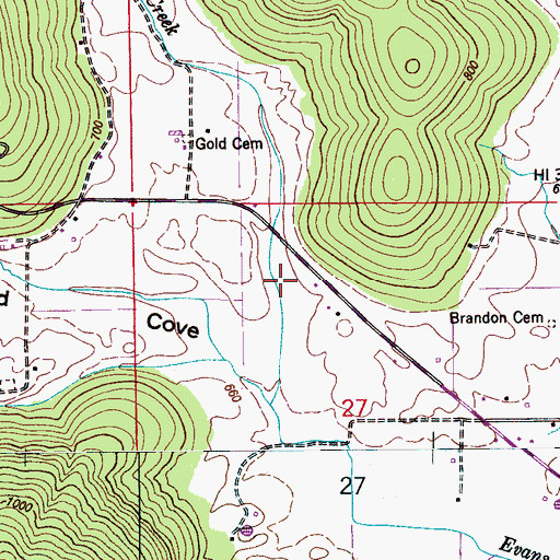 Topographic Map of Mitchell Hollow, AL