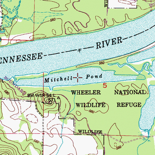 Topographic Map of Mitchell Pond, AL