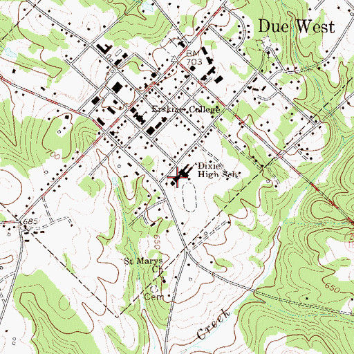 Topographic Map of Due West Elementary School, SC