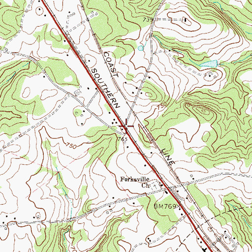 Topographic Map of Foxville Crossroads, SC