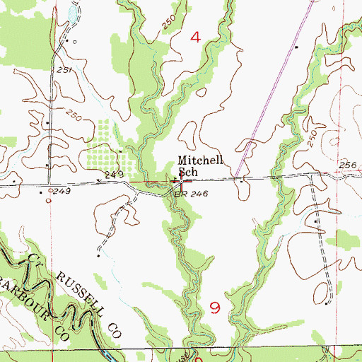 Topographic Map of Mitchell School, AL