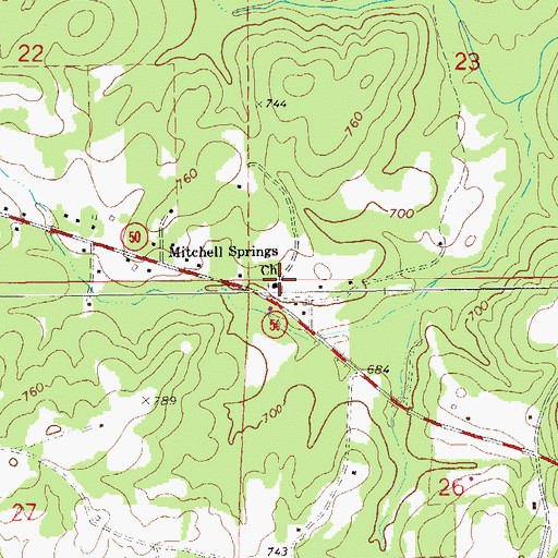Topographic Map of Mitchell Springs Church, AL