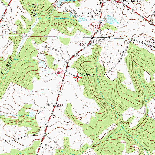 Topographic Map of Midway Cemetery, SC