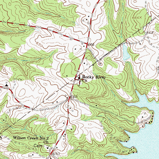 Topographic Map of Rocky River Cemetery, SC