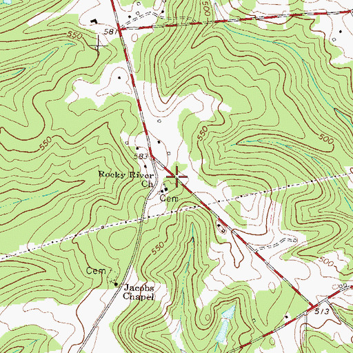 Topographic Map of Rocky River School (historical), SC