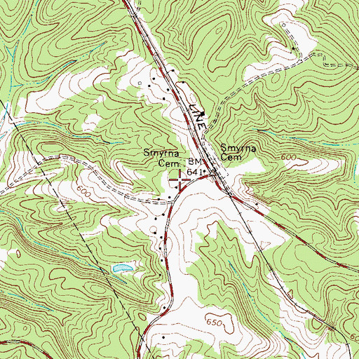Topographic Map of Smyrna Church (historical), SC