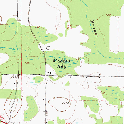 Topographic Map of Moates Bay, AL
