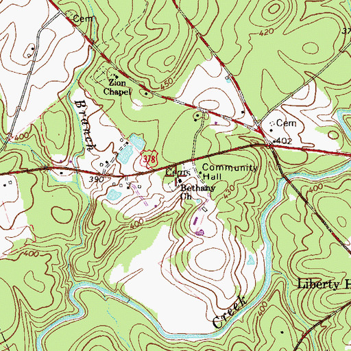 Topographic Map of Bethany School (historical), SC