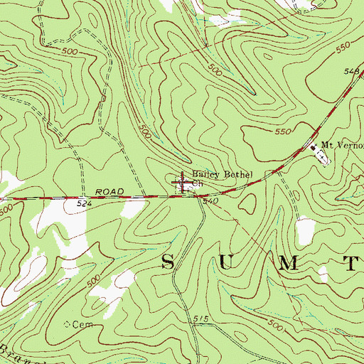 Topographic Map of Bold Spring Church (historical), SC