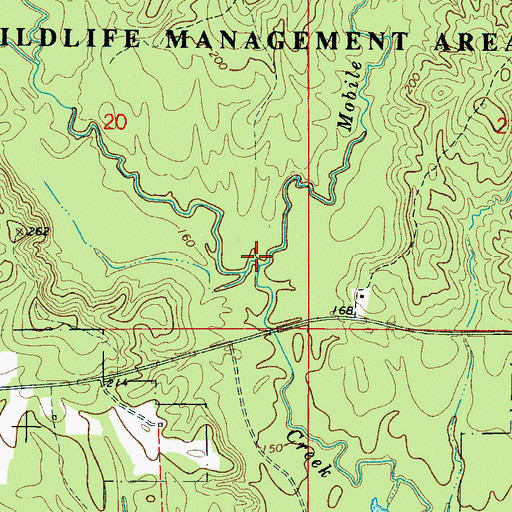 Topographic Map of Mobile Branch, AL