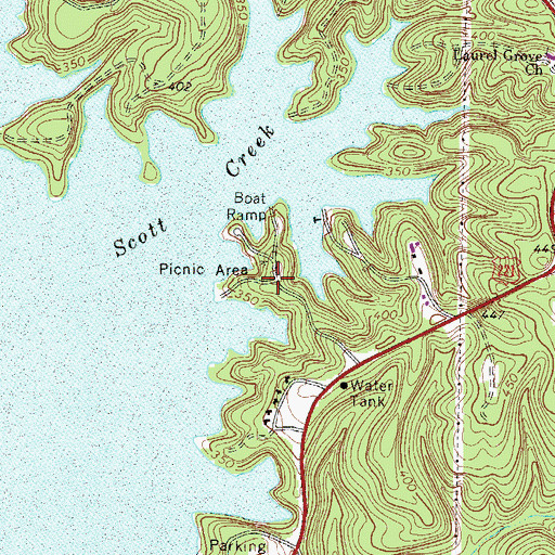 Topographic Map of Clarks Hill Recreation Area, SC