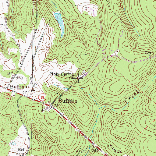 Topographic Map of Holy Springs School (historical), SC