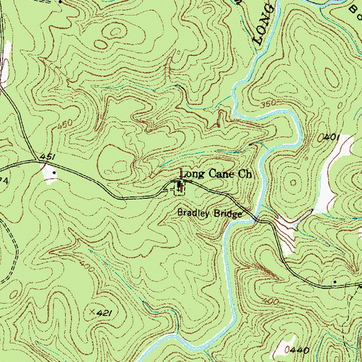 Topographic Map of Lower Long Cane Cemetery, SC