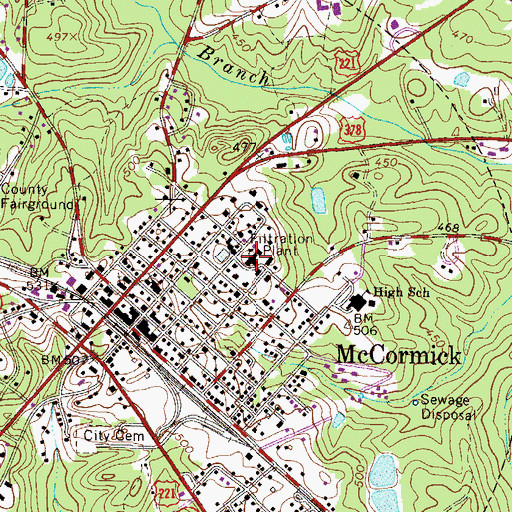 Topographic Map of McCormick Elementary School, SC