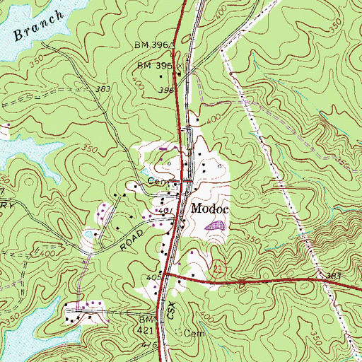 Topographic Map of Modoc Baptist Church, SC