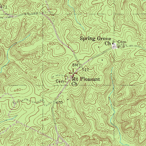Topographic Map of Mount Pleasant School (historical), SC