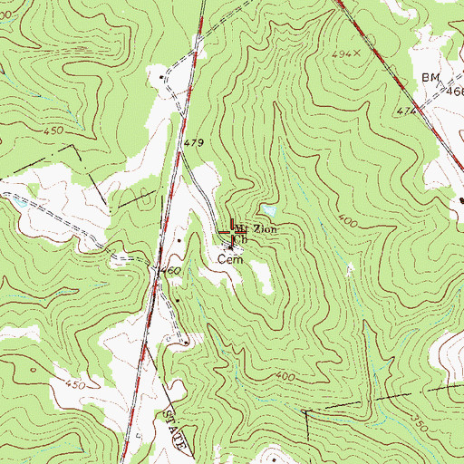 Topographic Map of Mount Zion School (historical), SC