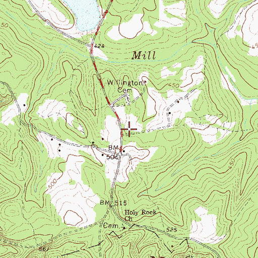 Topographic Map of Old Willington Church (historical), SC