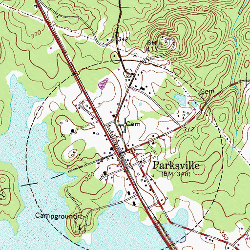 Topographic Map of Parksville Cemetery, SC