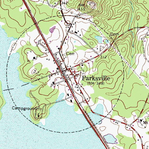 Topographic Map of Parksville Baptist Church, SC