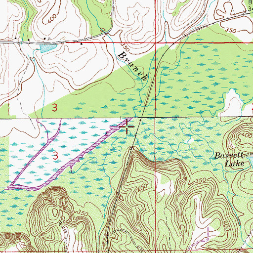 Topographic Map of Moccasin Branch, AL