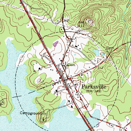 Topographic Map of Parksville Methodist Church, SC