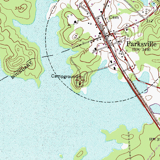 Topographic Map of Parksville Wayside Park, SC