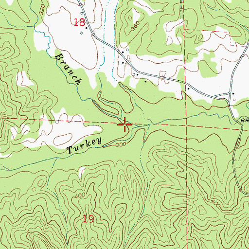 Topographic Map of Moccasin Branch, AL