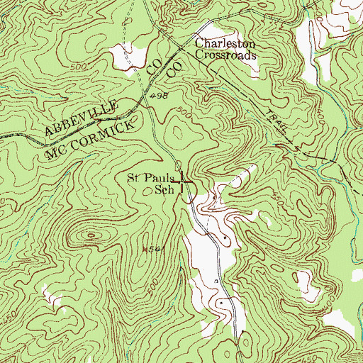 Topographic Map of Saint Paul Church, SC