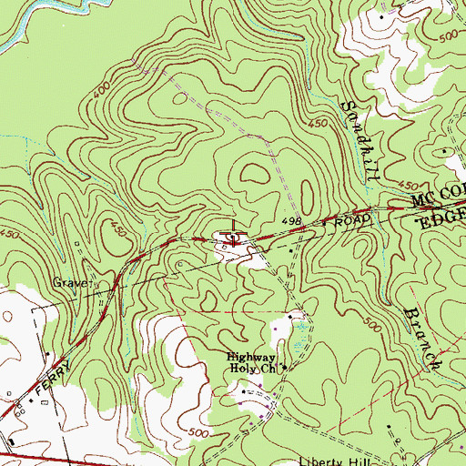 Topographic Map of Sand Hill School (historical), SC